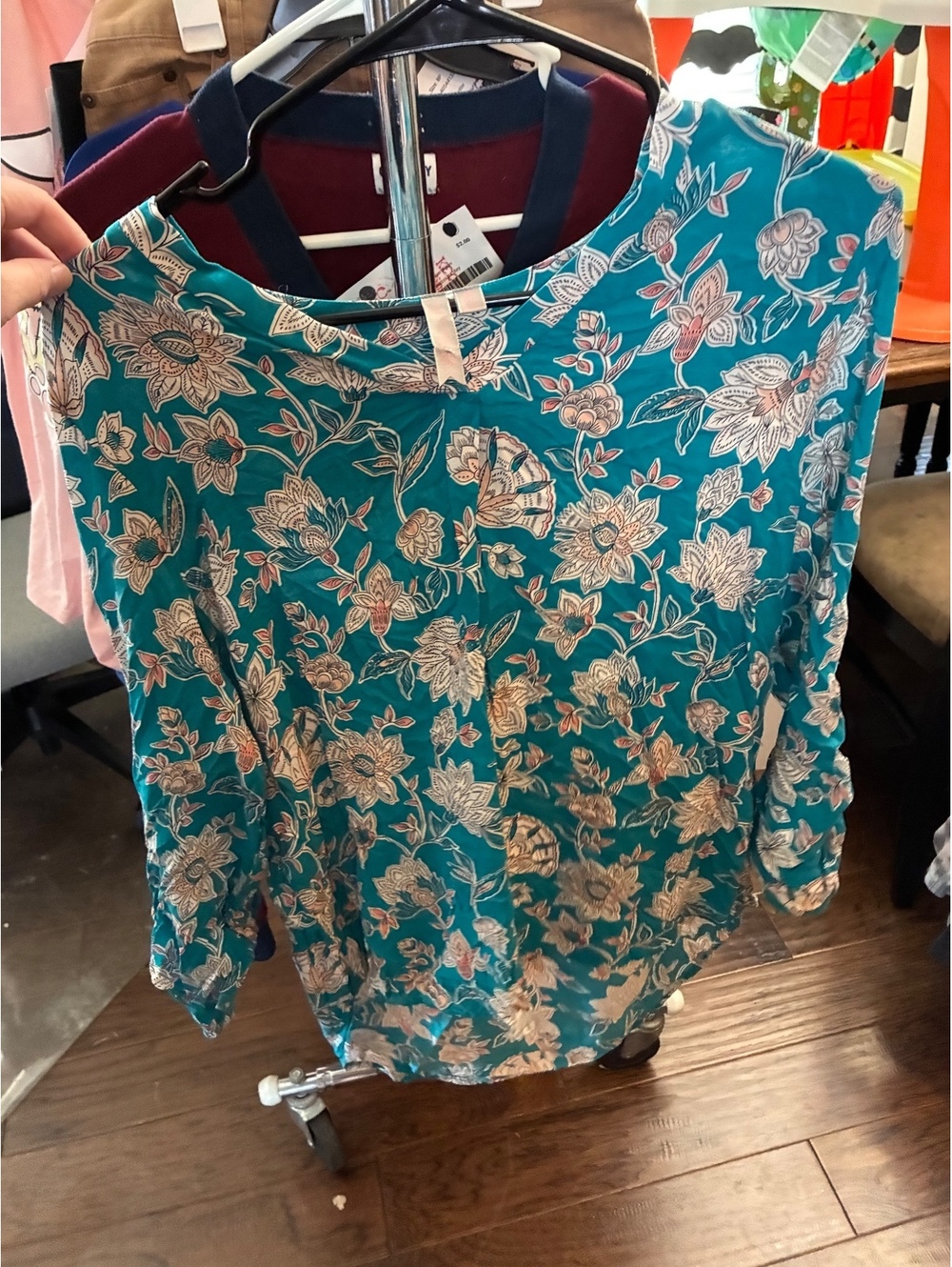 Brina & Em teal floral top